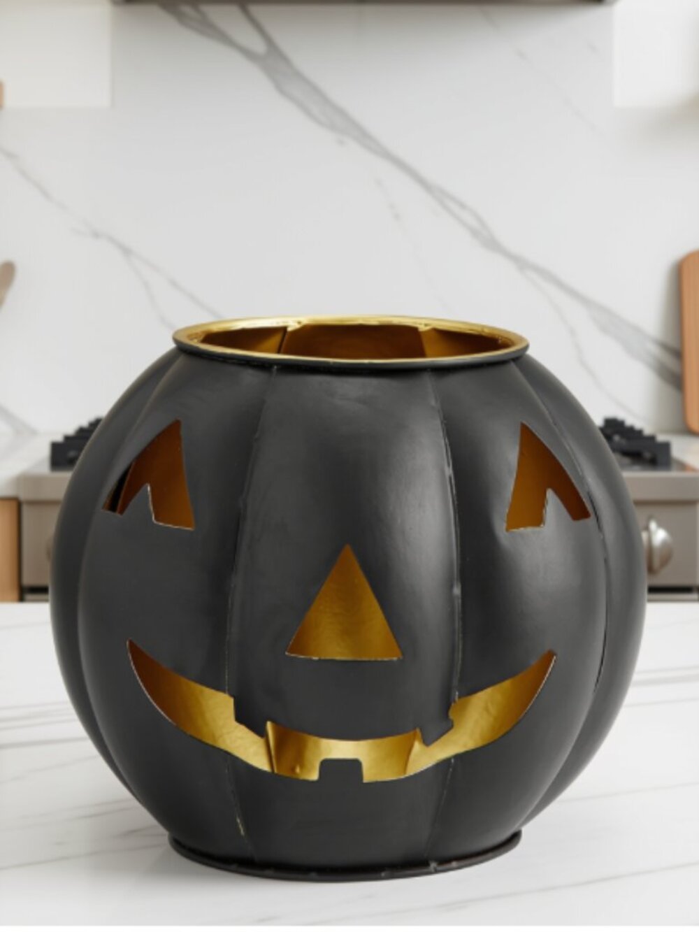 Metal Jack-O-Lantern Candle Holder